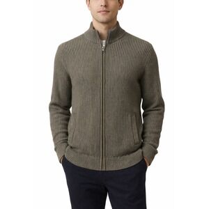 Banana Republic Mens Zip Front Sweater Olive Green Ribbed Knit Size L NWT